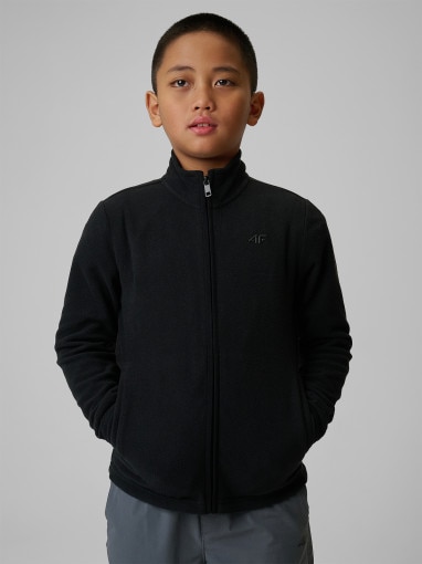 4F JUNIOR Chłopięcy polar rozpinany ze stójką 4F 4FJRSS26TFLEM508 czarny Czarny