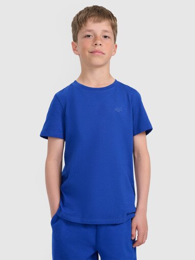 4F JUNIOR Chłopięcy tshirt basic 4F 4FJRAW25TTSHM3260  niebieski Niebieski