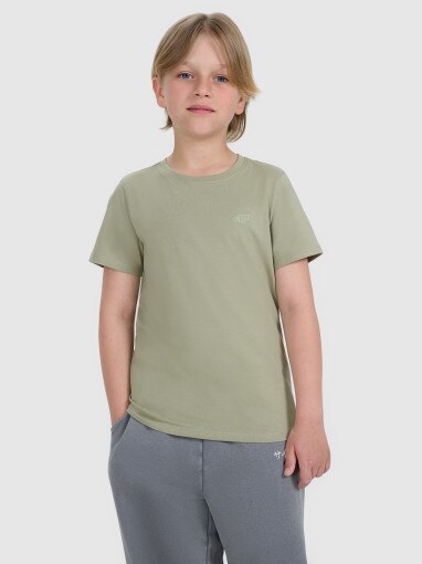 4F JUNIOR Chłopięcy tshirt basic 4F 4FJRAW25TTSHM3260  zielony Zielony
