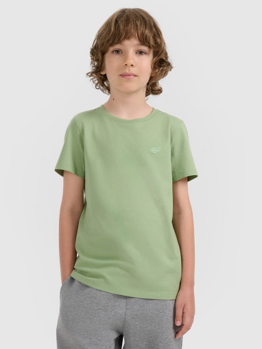4F JUNIOR Chłopięcy tshirt basic 4F 4FJRAW25TTSHM3260  zielony Zielony