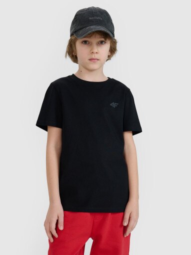 4F JUNIOR Chłopięcy tshirt basic 4F 4FJWSS25TTSHM2178  czarny Czarny