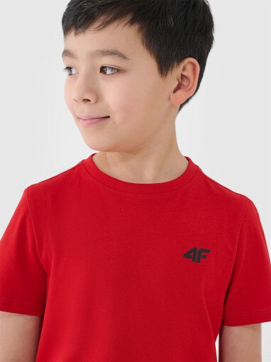 4F JUNIOR Chłopięcy tshirt basic 4F 4FJWSS25TTSHM2178  czerwony Czerwony