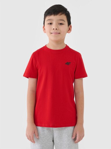 Chłopięcy t-shirt basic 4F 4FJWSS25TTSHM2178 - czerwony
