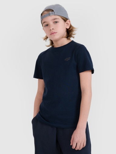 4F JUNIOR Chłopięcy tshirt basic 4F 4FJWSS25TTSHM2178  granatowy Granatowy