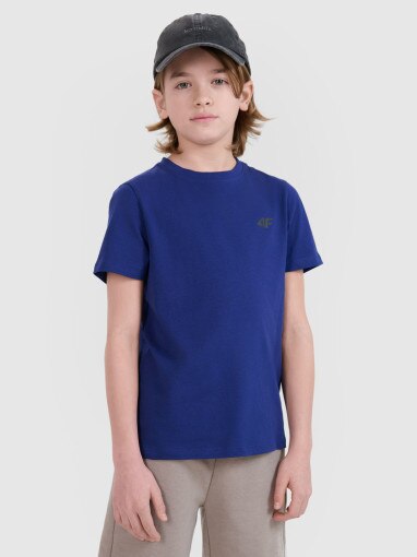 4F JUNIOR Chłopięcy tshirt basic 4F 4FJWSS25TTSHM2178  niebieski Niebieski