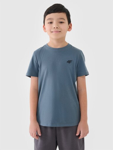 4F JUNIOR Chłopięcy tshirt basic 4F 4FJWSS25TTSHM2178  niebieski Niebieski