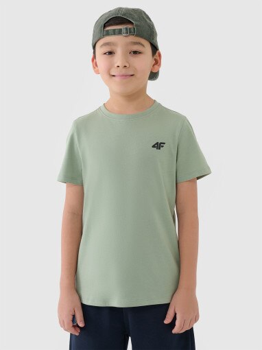 4F JUNIOR Chłopięcy tshirt basic 4F 4FJWSS25TTSHM2178  zielony Zielony