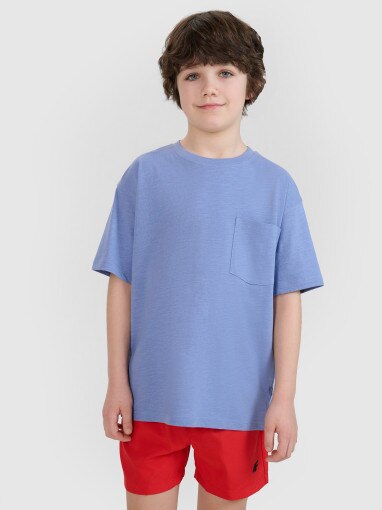 4F JUNIOR Chłopięcy tshirt oversize 4F 4FJRSS25TTSHM2870  niebieski Niebieski