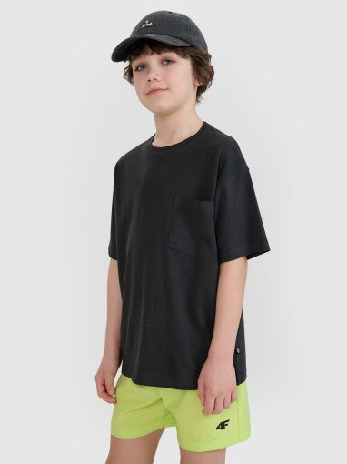 4F JUNIOR Chłopięcy tshirt oversize 4F 4FJRSS25TTSHM2870  szary Czarny