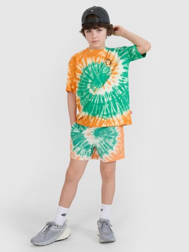 Chłopięcy t-shirt oversize z nadrukiem 4F 4FJRSS25TTSHM2872 - multikolor