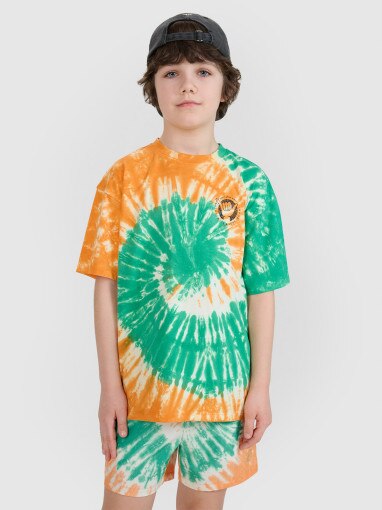 4F JUNIOR Chłopięcy tshirt oversize z nadrukiem 4F 4FJRSS25TTSHM2872  multikolor Multikolor