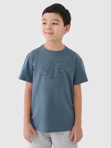4F JUNIOR Chłopięcy tshirt oversize z nadrukiem 4F 4FJWSS25TTSHM2325  turkusowy Zielony