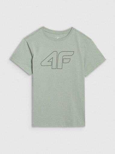 4F JUNIOR Chłopięcy tshirt oversize z nadrukiem 4F 4FJWSS25TTSHM2325  zielony Zielony