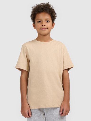 Chłopięcy t-shirt regular 4F 4FJWSS26TTSHM3006 - beżowy