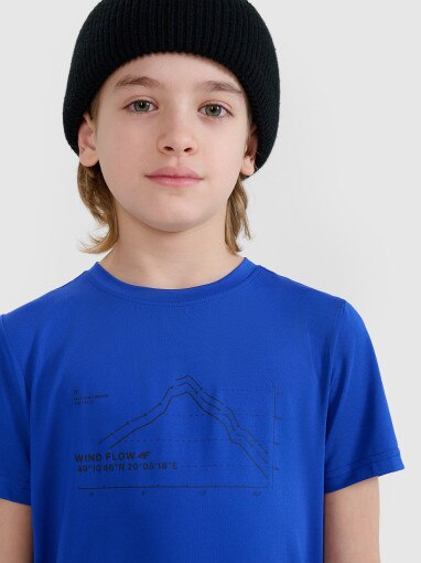 4F JUNIOR Chłopięcy tshirt trekkingowy 4F 4FJWSS25TFTSM1212  niebieski Niebieski