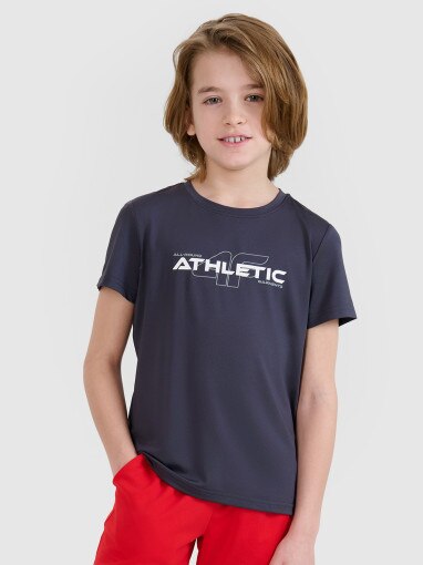 Chłopięcy t-shirt treningowy 4F 4FJWSS25TFTSM1209 - szary