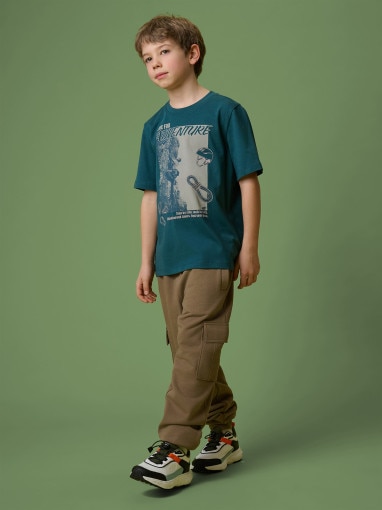 Chłopięcy t-shirt z 4F 4FJRSS26TTSHM3694 - turkusowy