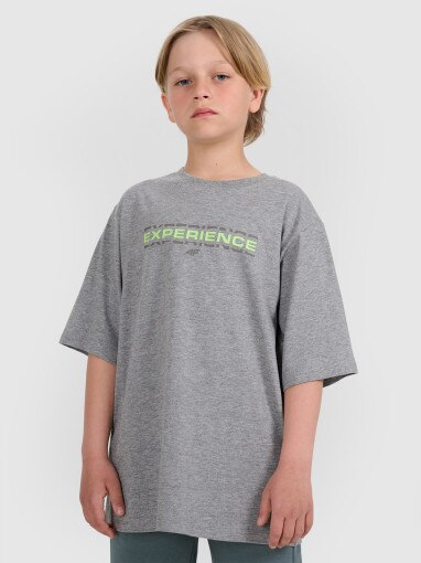 4F JUNIOR Chłopięcy tshirt z nadrukiem 4F 4FJRAW25TTSHM3166 szary Szary