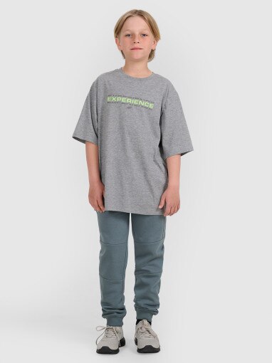 Chłopięcy t-shirt z nadrukiem 4F 4FJRAW25TTSHM3166- szary