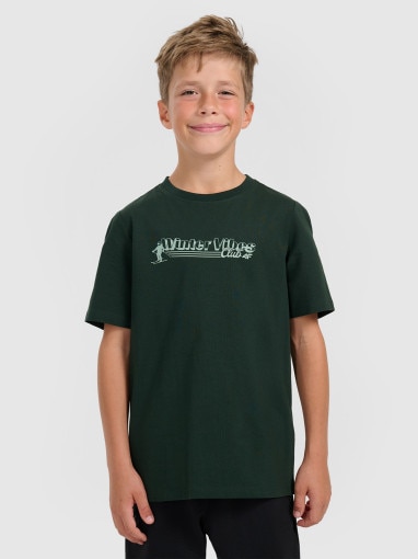 4F JUNIOR Chłopięcy tshirt z nadrukiem 4F 4FJRAW25TTSHM3168 zielony Zielony