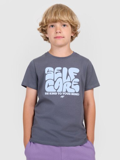 4F JUNIOR Chłopięcy tshirt z nadrukiem 4F 4FJRAW25TTSHM3205  szary Szary