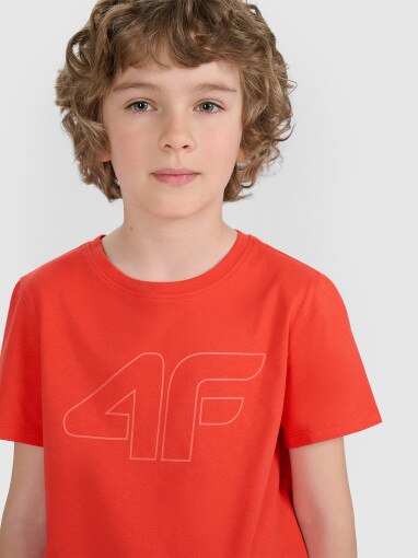 4F JUNIOR Chłopięcy tshirt z nadrukiem 4F 4FJRAW25TTSHM3261  czerwony Czerwony