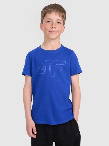 4F JUNIOR Chłopięcy tshirt z nadrukiem 4F 4FJRAW25TTSHM3261  niebieski Niebieski