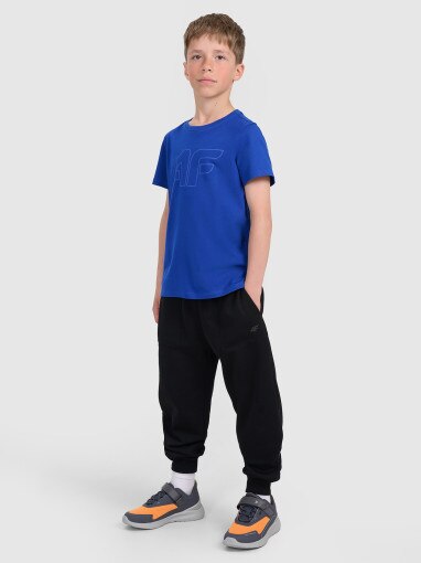 Chłopięcy t-shirt z nadrukiem 4F 4FJRAW25TTSHM3261 - niebieski