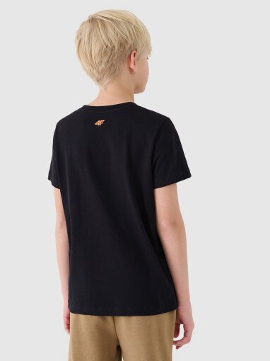 Chłopięcy t-shirt z nadrukiem 4F 4FJRSS25TTSHM2568 - czarny