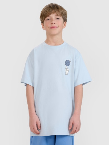 4F JUNIOR Chłopięcy tshirt z nadrukiem 4F 4FJRSS25TTSHM2639  niebieski Niebieski