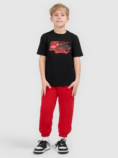Chłopięcy t-shirt z nadrukiem 4F 4FJRSS26TTSHM3681 - czarny