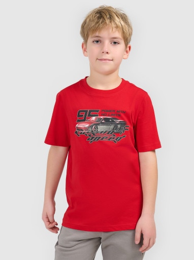  4F JUNIOR Chłopięcy tshirt z nadrukiem 4F 4FJRSS26TTSHM3681  czerwony Czerwony
