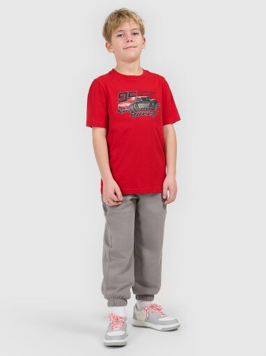 Chłopięcy t-shirt z nadrukiem 4F 4FJRSS26TTSHM3681 - czerwony