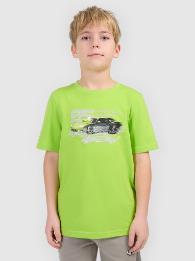  4F JUNIOR Chłopięcy tshirt z nadrukiem 4F 4FJRSS26TTSHM3681  zielony Zielony