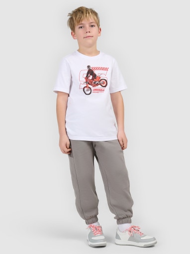 Chłopięcy t-shirt z nadrukiem 4F 4FJRSS26TTSHM3682 - biały