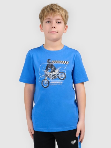  4F JUNIOR Chłopięcy tshirt z nadrukiem 4F 4FJRSS26TTSHM3682  niebieski Niebieski