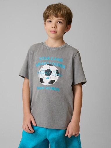  4F JUNIOR Chłopięcy tshirt z nadrukiem 4F 4FJRSS26TTSHM3833  szary Szary