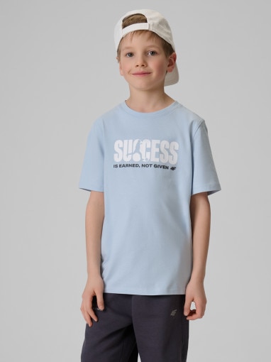  4F JUNIOR Chłopięcy tshirt z nadrukiem 4F 4FJRSS26TTSHM3859  niebieski Niebieski
