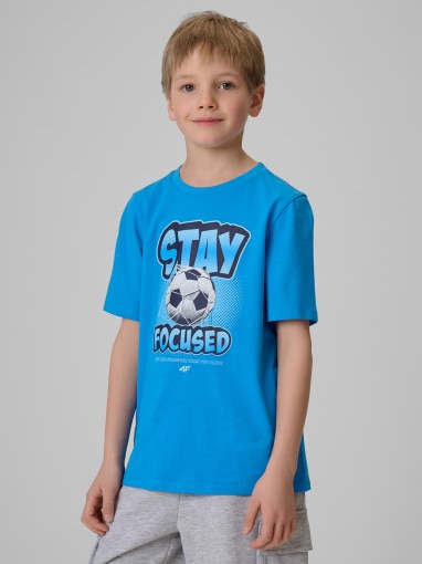  4F JUNIOR Chłopięcy tshirt z nadrukiem 4F 4FJRSS26TTSHM3862  niebieski Niebieski