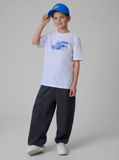 Chłopięcy t-shirt z nadrukiem 4F 4FJRSS26TTSHM3864 - biały