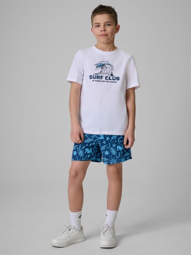 Chłopięcy t-shirt z nadrukiem 4F 4FJRSS26TTSHM3901 - biały