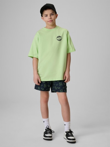 Chłopięcy t-shirt z nadrukiem 4F 4FJRSS26TTSHM3905 - zielony