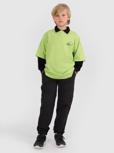 4F JUNIOR Chłopięcy tshirt z nadrukiem 4F 4FJWAW25TTSHM2412  zielony Zielony