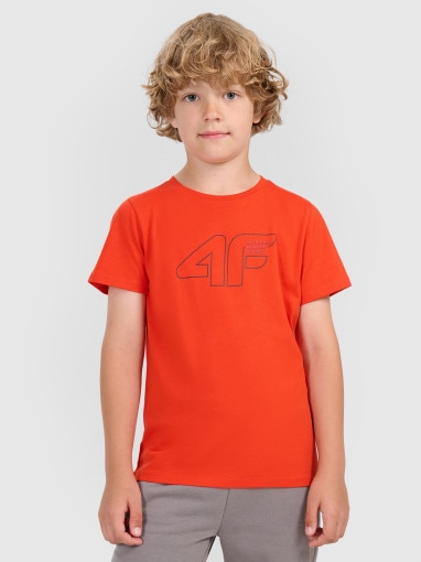 4F JUNIOR Chłopięcy tshirt z nadrukiem 4F 4FJWAW25TTSHM2417  czerwony Czerwony