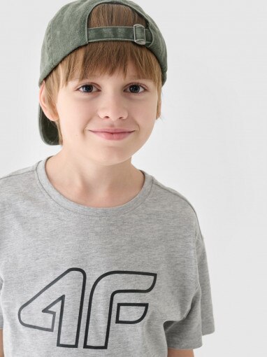 Chłopięcy t-shirt z nadrukiem 4F 4FJWMM00TTSHM2331 - szary