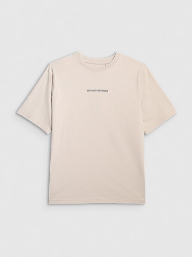 4F JUNIOR Chłopięcy tshirt z nadrukiem 4F 4FJWSS25TTSHM1879  beżowy Beżowy