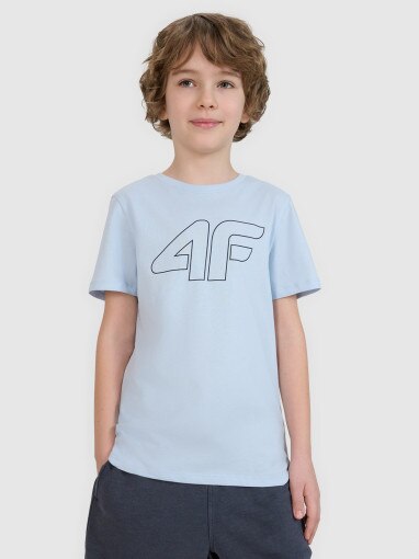 4F JUNIOR Chłopięcy tshirt z nadrukiem 4F 4FJWSS25TTSHM2179  niebieski Niebieski