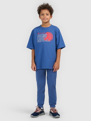  4F JUNIOR Chłopięcy tshirt z nadrukiem 4F 4FJWSS26TFTSM1968  niebieski Niebieski