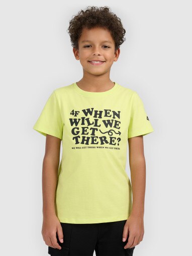 4F JUNIOR Chłopięcy tshirt z nadrukiem 4F 4FJWSS26TTSHM2816 żółty żółty