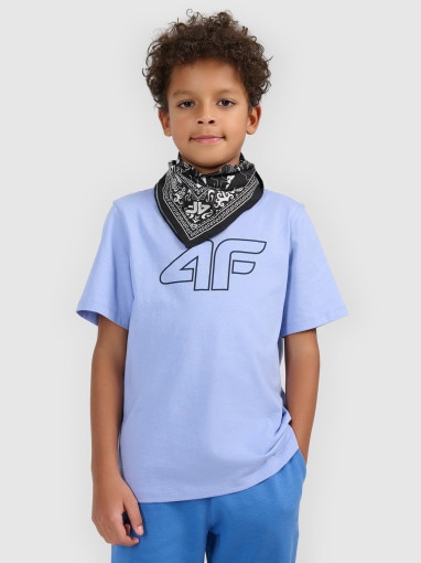 4F JUNIOR Chłopięcy tshirt z nadrukiem 4F 4FJWSS26TTSHM3007 niebieski Niebieski